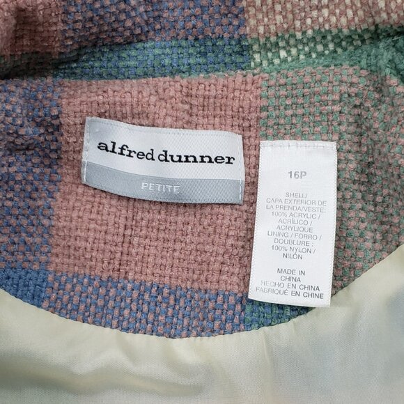 Alfred Dunner Checked Full Zip Petite Tweed Shirt Jacket Shacket Womens Size 16P - Picture 4 of 7